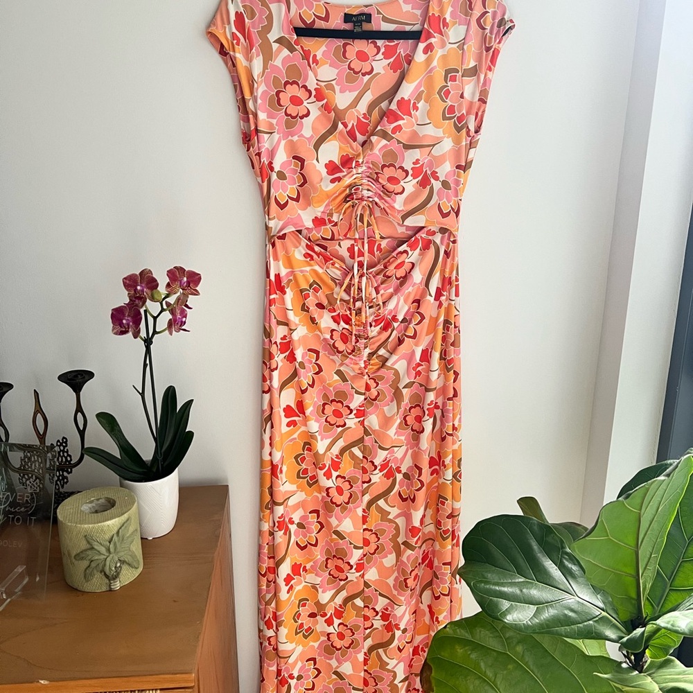 AFRM Orange Pink Floral Maxi Dress